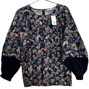 Tory Burch Blossom Ditzy Floral Top – Blue & Pink – Size 4 – NWT